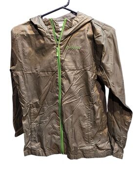 Columbia Kids grey Rain Jacket with Green Trim